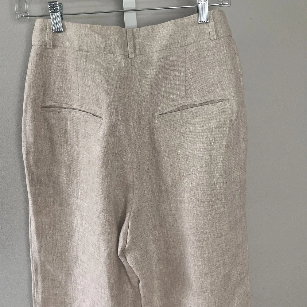 Reformation Wide Leg Pants in Light Beige Linen